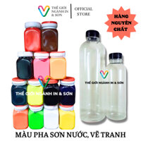Màu nước chai 500ml, chai 1000ml, dùng tô tượng, pha màu sơn nước, pha màu thạch cao, vẽ tranh, in lụa