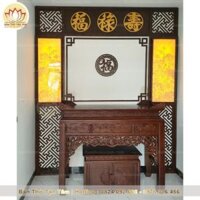 Mẫu phòng thờ gỗ sồi tranh trúc chỉ đẹp cao cấp A58