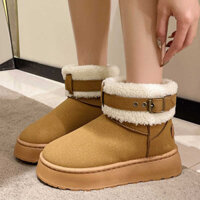 Màu Phụ Rắn Tuyết Giả Da Lộn Sang Trọng Mắt Cá Chân Ấm Cho Phụ Nữ Dày Cơ Sở Thoải M