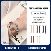 Màu Sắc Dây Đeo Đồng Hồ Bằng Da Thật Cho apple watch series 9 ultra 8 7 se 6 5 4 3 2 1 45mm 41mm 49mm 44mm 42mm