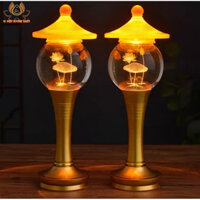 [MẪU SẠC ĐIỆN] CẶP 2 CHIẾC ĐÈN LED HOA SEN PHA LÊ VÀNG ĐỎ TÍM SẠC ĐIỆN THỜ CÚNG TRANG TRÍ