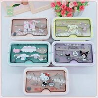 [Màu sắc] Hello Kitty Kuromi Melody Cinnamoroll Hộp cơm trưa bằng nhựa hoạt hình có hộp cơm trưa đa ngăn cầm tay Hộp thức ăn nhanh TH