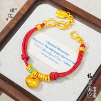 Màu Sắc Mạnh Bảo Quản Cát Vàng Tấm Xoắn Mũm mĩm May Mắn Dây Đỏ Chuyển Hạt Vòng Tay Nữ Nguyên Chất Dệt Tay Vòng Tay Vòng Tay