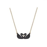 Màu sắc Tùy chọn Mặt dây chuyền thiên nga đôi Mặt dây chuyền thiên nga đen Chuỗi xương đòn Quà tặng trang sức nữ cho bạn gái (Không hộp)