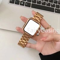 Màu Starlight cho Apple Watch Series 10 46MM Ultra 49mm 45 44 42 41 40 38mm Dây đeo đồng hồ thông minh bằng thép không gỉ sang trọng cho iwatch 9 8 7 6 5 4 3 2 1 SE Vỏ + Bộ dây đeo