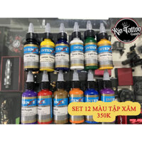 Màu tập 12 chai màu tập trên da silicon tập xăm