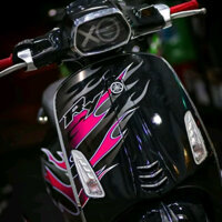 Mẫu Tem Rời Lửa Hồng Đen, Xe Vespa - In Bằng Chất Liệu Decal 3 lớp Nhãn Dán