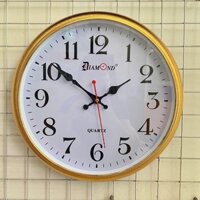 [Mẫu Tết Đẹp / Máy Nhật] Đồng Hồ Treo Tường Tròn Số Đậm To Rõ Nét Cách Điệu Cute, Size To 36 cm, Viền Xi Vàng To Đẹp