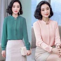 Mẫu Thời Trang Áo Voan Cổ Trụ Phối Phụ Kiện (M, L) - LV1947K15