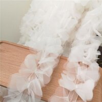 Màu trắng Chất Lượng Cao Organza Hoa Ba Chiều 4cm Dây Ren Rộng Trang Trí Dây Ren DIY Quần Áo Phụ Kiện Rèm Giường Màn Khăn Trải Bàn Váy Quần Áo Bé Vải Gia Đình