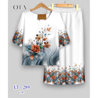 [Màu Trắng] Đồ Bộ Cho Mẹ Quý Bà Trung Niên Nữ_Lụa Latin Cao Cấp In 3D Sắc Sảo Sang Trọng Quý Phái