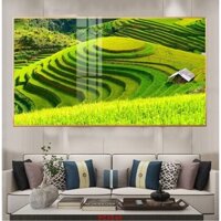 Mẫu tranh ruộng bậc thang, tranh tráng gương 5D, tặng đinh móc treo