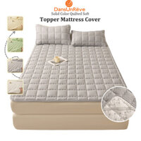 Màu Trơn Quilted Topper Làm Dày Nệm Bảo Vệ Trắng / Vàng / Xám Drap giường Với Dây Đàn Hồi Chăn Ga Gối Cotton Rửa Mềm Đơn Queen King Máy Có Thể Giặt Được