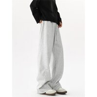 Màu Trơn Thẳng Hợp Thời Trang Phong Cách Mỹ Xám Machete Sweatpants Xuân Thu Nam Quần Thường Ngày Quần Thẳng Giữa Eo