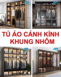 MẪU TỦ ÁO CÁNH KÍNH KHUNG NHÔM GỖ CÔNG NGHIỆP MÀU XÁM TQA 2115