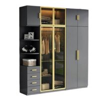 Mẫu tủ nhôm kính đẹp có kệ đồ tiện lợi sang trọng – Lựa chọn đột phá cho phòng ngủ hiện đại GH-13020