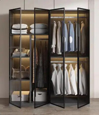 Mẫu tủ quần áo cánh kính khung nhôm định hình cao cấp QA174