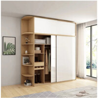 Mẫu tủ quần áo gỗ phòng ngủ cửa lùa kèm kệ góc TQA64