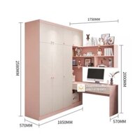 Mẫu tủ quần áo kết hợp bàn học hiện đại - TA211