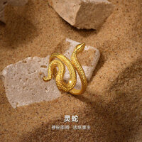 Màu Vàng Rắn Series Nhẫn Sa Mạc Nữ Cặp Nhẫn Cao Cấp Retro Động Vật Phong Cách Mới Sang Trọng Đơn Giản Ánh Sáng Sang Trọng pdd / / wtt2025.1.14