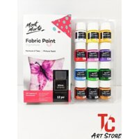 Màu vẽ vải Mont Marte bộ 12 màu x 20ml Fabric Paint