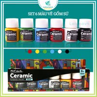Màu vẽ vải và gốm sứ cao cấp Mont Marte của Úc - Fabric Paint 6812202436 màu lọ 20ml không phai -  6màu vẽ gốm Ceramic