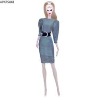 Màu Xám Handmade Đầm Cho Búp Bê Barbie Trang Phục Công Sở Nữ Bộ Quần Áo Thiết Kế Độc Đáo Đầm Thắt Lưng 1 / 6 Búp Bê Phụ Kiện Đồ Chơi