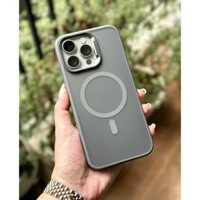 Màu xám Ttan) Ốp lưng nhám hỗ trợ sạc cho iPhone 15 Pro max,13 Pro max,14 Pro max chính hãng Sulada