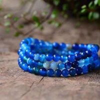 Màu xanh tự nhiên mã não Sardonyx 108 hạt Phật vòng cổ vòng tay lụa đỏ bọc mã não vòng tay nhiều lớp dành cho nam và nữ