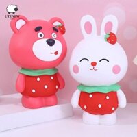 Maurice Gấu Tiết Kiệm Xe Tăng, Dễ Thương Handmade Dâu Gấu Heo Đất, Bền Độc Đáo Chống Rơi Hoạt Hình Để Bàn Trang Trí Đồ Chơi Sinh Nhật