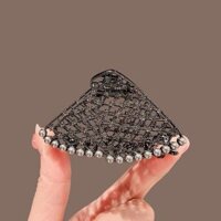 Mauropoli [Sẵn Sàng] Kẹp Tóc Kim Loại Tam Giác Rỗng Nữ Phong Cách Mới Cao Cấp Kẹp Ngọc Trai Đầu Sau Nửa Tie Tóc Cá Mập Kẹp Tóc