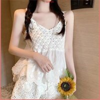 Mavllo Nữ Boho Rỗng Móc Không Tay Cho Xe Tăng Top Thêu Ngọt Ngào Ren Hoa Chắp Vá Camisole Xếp Ly Hồng