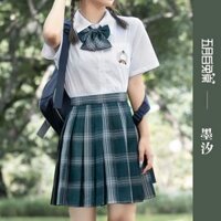 MAX04 - Konglady- Set Chân Váy JK Kẻ Sọc Xếp Ly Caro Kèm Áo Sơ Mi Trắng