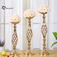 Maxgepc Bàn Nến Trang Trí Bình Nghệ Thuật Sắt Vàng, Chân Nến Đường Xoắn Cho Hoa Cưới, Đạo Cụ Cưới Mới