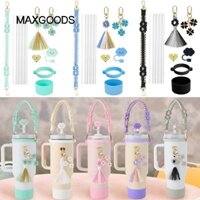 Maxgoods 12 Chiếc Đáy Chai, 30 & 40 Oz Cup Chống Trơn Trượt Cốc Silicone Boot, Mũ Rơm Đám Mây Móc Khóa Bàn Chải Ống Hút Phụ Kiện Chai Nước Cho Bộ Phụ Kiện Cốc