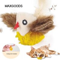 Maxgoods Đồ chơi mèo bay tương tác, Đồ chơi vỗ cánh tự động có thể sạc lại, Mô phỏng Chirping sang trọng Flappy Bird Kitten Chase Chirping Sparrow Đồ chơi mèo cho mèo trong nhà