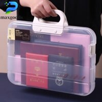 Maxgoods Giấy Chứng Nhận Hộp Bảo Quản Chống Bụi Văn Phòng Trường Học Lưu Trữ Hợp Đồng Di Động Đựng Giấy Trong Suốt A4 Hộp Sắp Xếp Tập Tin