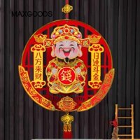 Maxgoods Lắc Đầu Thần Tài, Flannelette Trung Quốc Nút thắt Thần Tài Mặt dây chuyền, Mặt dây chuyền lễ hội mùa xuân vàng đỏ may mắn Trang trí năm