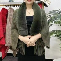 Maxgoods Lông Thú Giả Cổ Áo Khoác Nữ Váy Dạ Hội Sang Trọng Quấn