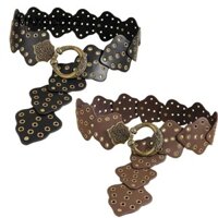 Maxgoods Thắt lưng Cinch, Thắt lưng Steampunk rộng Gothic, Retro Grommet Da PU y2k Vintage Đinh tán Thắt lưng Quần jean nữ