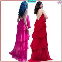 Maxi Cổ Xích Đầm trễ vai 5 Tầng - Váy xòe đi biển chất voan 2 lớp phong cách hàn quốc du lịch dự tiệt đẹp G5 S0