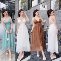 Maxi cúo ngực thắt dây ở lưng