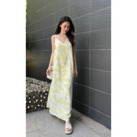 Maxi đi biển , dự tiệc , váy đầm maxi dáng suông xẻ tà hai dây cổ tim