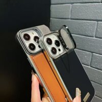 Máy Ảnh Kim Loại Len Bao Da Từ Tính Cho iPhone 16 Pro Max 15 Plus 14 13 Pro 12 11 Phần Cứng Giá Đỡ Không Khung Bìa Cứng