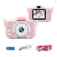 Máy ảnh kỹ thuật số trẻ em di động 20MP 1080P HD Video Camera quay phim Máy ảnh Selfie có thể sạc lại dễ thương với màn hình 1.9 Inch 32GB Thẻ nhớ Trò chơi hỗ trợ Chụp ảnh ngoài trời Birthd