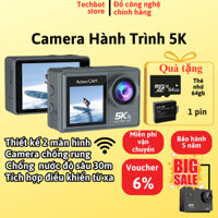 Máy ảnh mini 5k UTRA HD, camera hành trình xe máy 2 màn hình, cam hành trình nhỏ chống rung tích hợp điều khiển từ xa