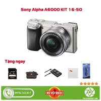 Máy ảnh Sony Alpha A6000L/BAP2 24.3MP với lens kit 16-50mm + Tặng Thẻ nhớ SD 16GB + Túi Sony + Dán màn hình + Bút lau lens + 2 Pin 1 sạc Ravpower FW50