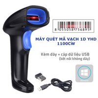 Máy bắn mã vạch không dây YHD 1100CW 1D, Máy quét mã vạch Barcode bảo hành 12 tháng  Hàng Chính Hãng - Máy kèm đế