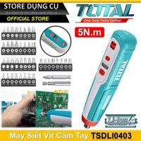 Máy bắn vít mini dùng pin 4v TOTAL TSDLI0403 đầu lục giác 1/4", tốc độ 240v/p, lực mô men quay tối đa 5N.m, tích hợp đèn
