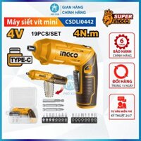 Máy bắn vít mini dùng pin 4v INGCO CSDLI0442  có đèn led đảo chiều đầu lục giác 1/4" moomen xoắn 4Nm